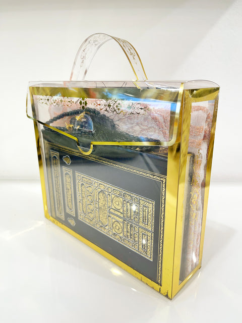 Set Corano Elegance con Cofanetto Trasparente, Tappeto da Preghiera e Tasbih