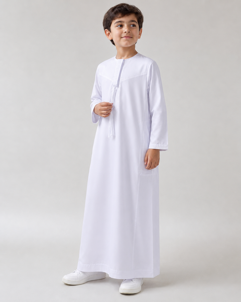 Baby Qamis con Nappa manica lunga Bianco - per bambini e ragazzi