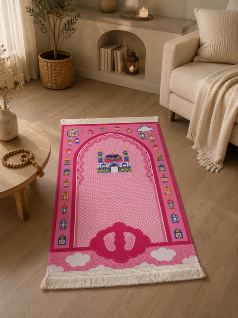 Tappeto da Preghiera per Bambini – Dream Mosque Rosa & Grigio