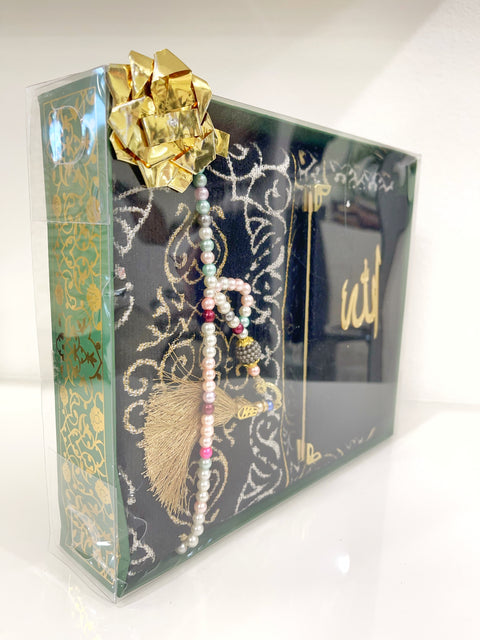 Set Regalo Spirituale – Tappeto da Preghiera, Tasbih e Yā Sīn Sharīf