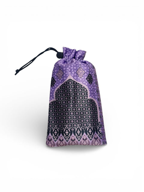 Tappeto da preghiera con sacchetto coordinato per bambini – Motivi islamici