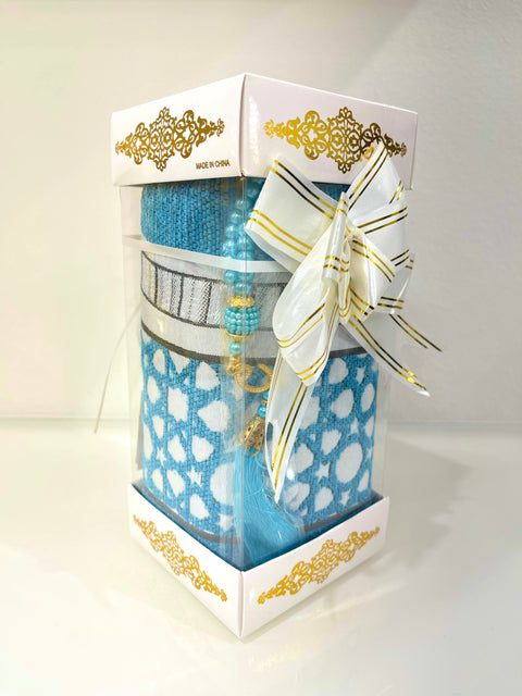 Set Regalo da Preghiera con Tappetino (Sajjāda) e Tasbih – Elegante Confezione Decorata