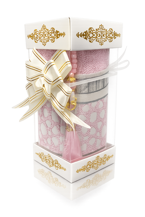 Set Regalo da Preghiera con Tappetino (Sajjāda) e Tasbih – Elegante Confezione Decorata