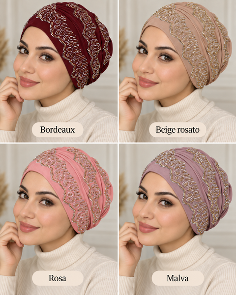 Cuffie Turbante Strass – Pronte da indossare in cotone e viscosa
