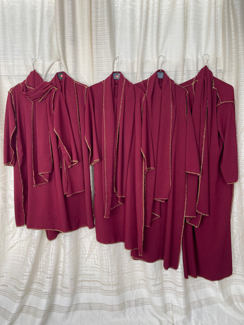 Baby Abaya con hijab cucito jazz bordeaux