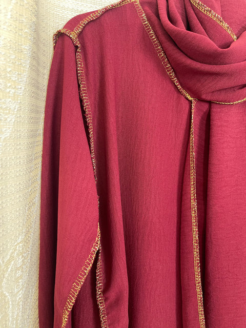 Baby Abaya con hijab cucito jazz bordeaux