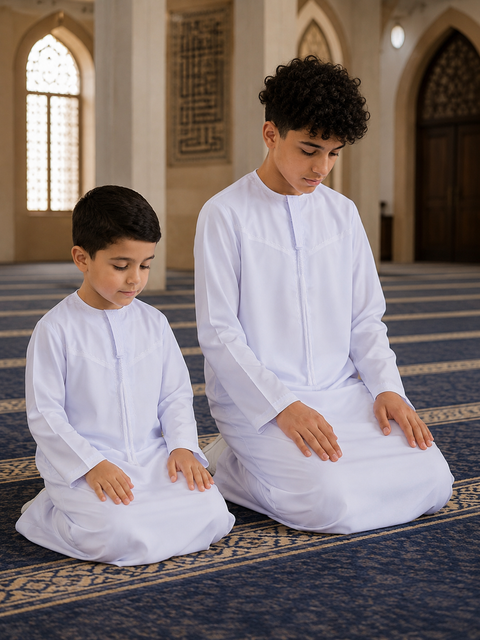 Baby Qamis con Nappa manica lunga Bianco - per bambini e ragazzi