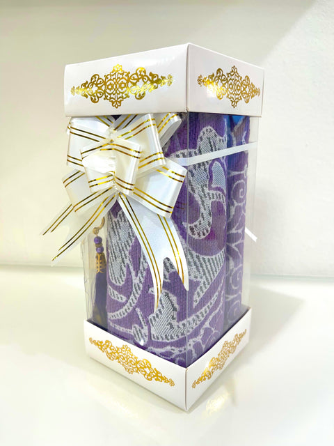 Set Regalo da Preghiera con Tappetino (Sajjāda) e Tasbih – Elegante Confezione Decorata