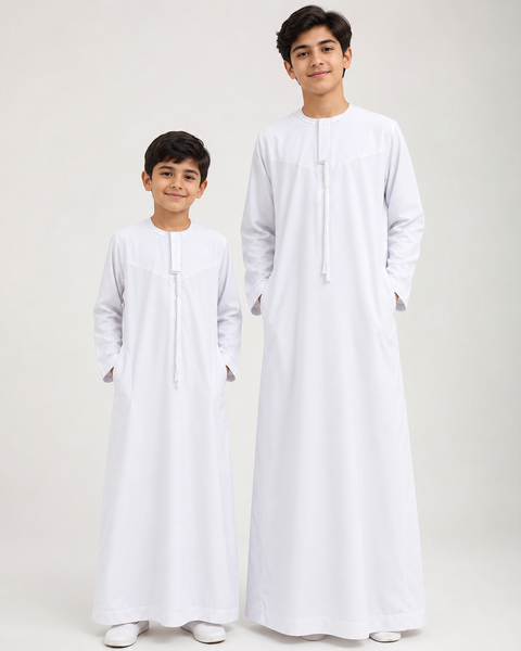 Baby Qamis con Nappa manica lunga Bianco - per bambini e ragazzi