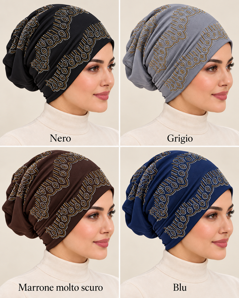 Cuffie Turbante Strass – Pronte da indossare in cotone e viscosa