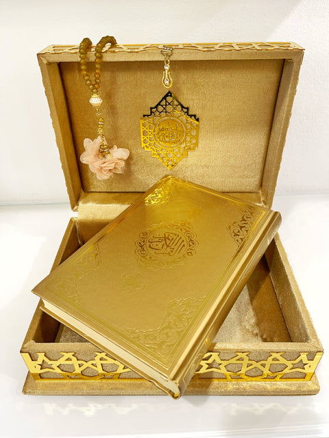 Corano di Lusso con Cofanetto Decorativo in Velluto e Accessori – Edizione con QR Code