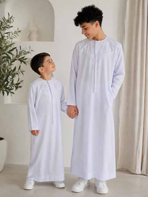 Baby Qamis con Nappa manica lunga Bianco - per bambini e ragazzi