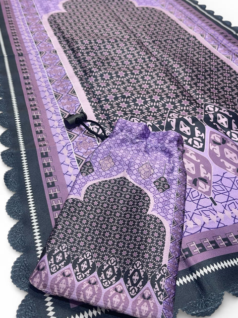 Tappeto da preghiera con sacchetto coordinato per bambini – Motivi islamici