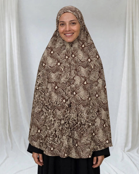 Safa Khimar a Fantasia XXL - Oasi Cacao - Velo Lungo Extra Coprente