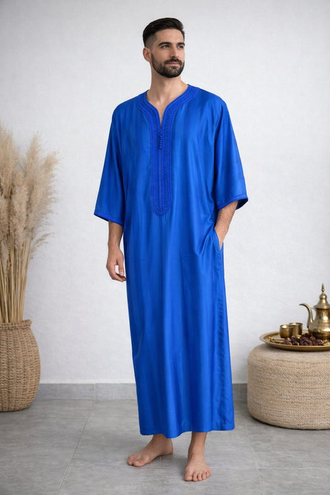 Qamis gandora per uomo blu elettrico