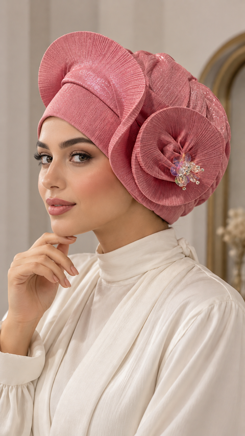 Turbante Noor Élégance – Pronto da Indossare con Dettaglio Gioiello