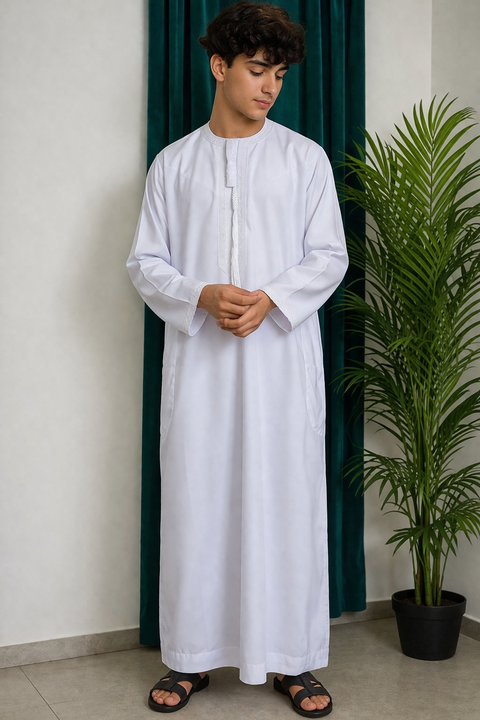 Qamis con Nappa manica lunga Bianco