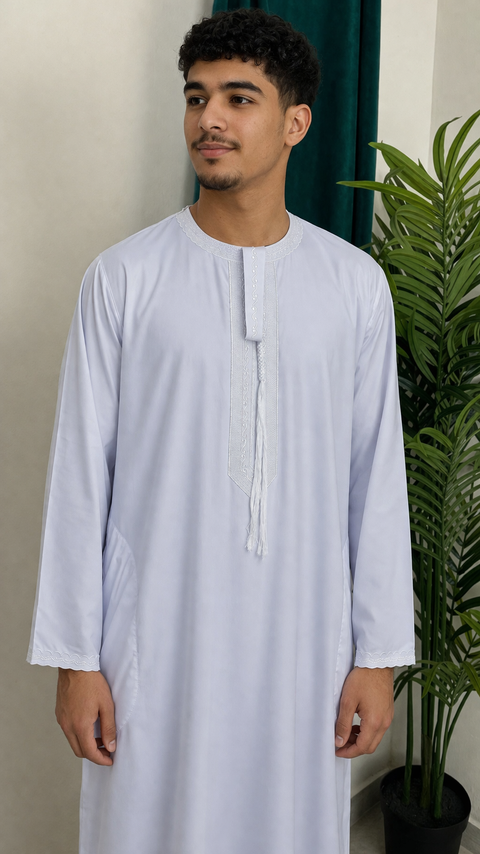 Qamis con Nappa manica lunga Bianco