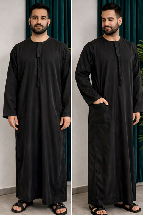 Qamis con Nappa manica lunga Nero