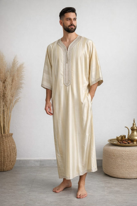 Qamis gandora per uomo crema