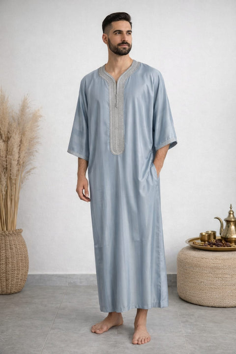 Qamis gandora per uomo grigio chiaro