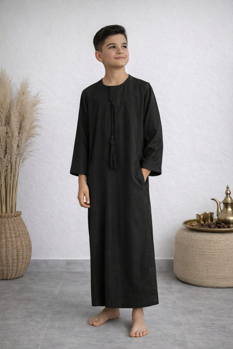 Baby Qamis con Nappa manica lunga Nero