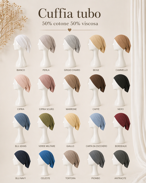 Cuffia tubo 50% cotone 50% viscosa