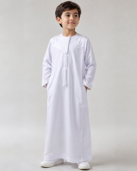 Baby Qamis con Nappa manica lunga Bianco - per bambini e ragazzi