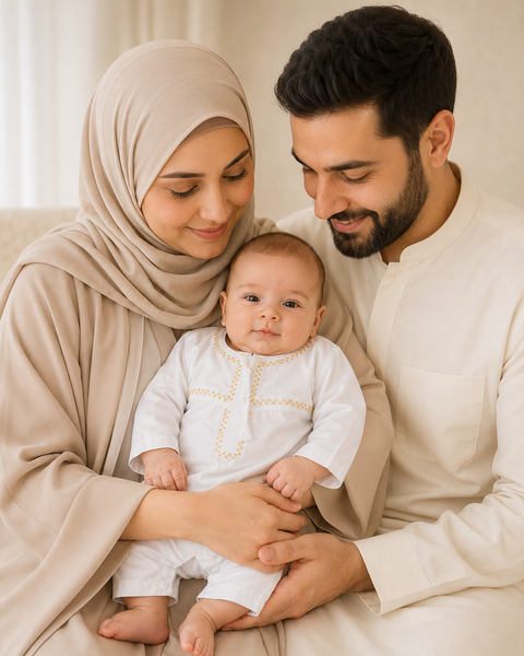 Qamis per neonati da 0 a 12 mesi bianco