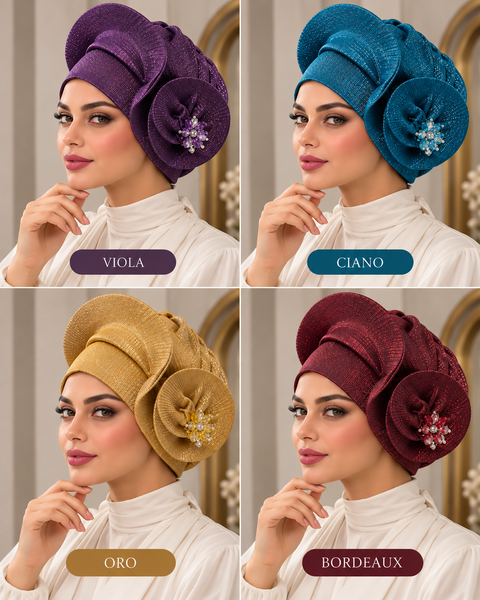 Turbante Noor Élégance – Pronto da Indossare con Dettaglio Gioiello