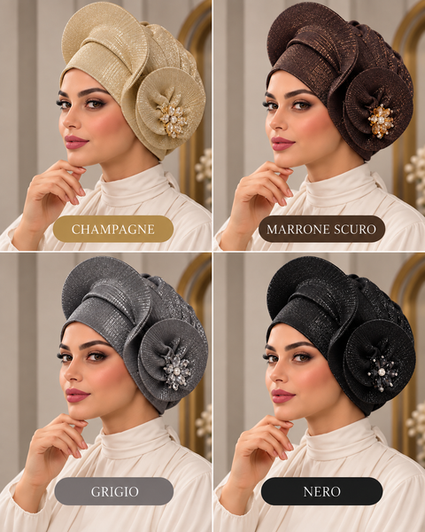 Turbante Noor Élégance – Pronto da Indossare con Dettaglio Gioiello