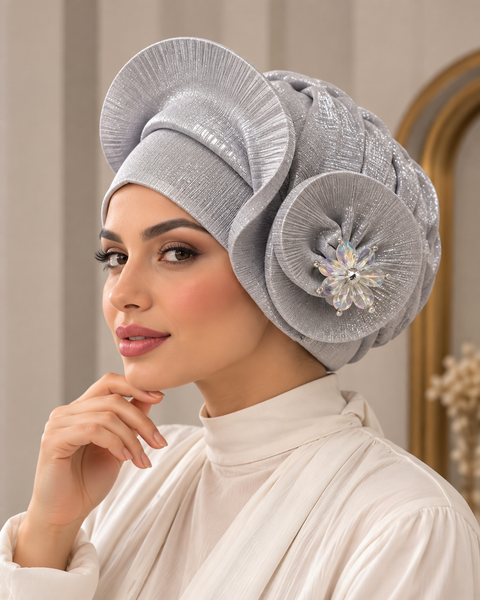 Turbante Noor Élégance – Pronto da Indossare con Dettaglio Gioiello