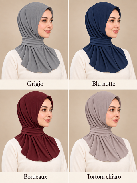 Hijab Inaya – Pronto da indossare in jersey premium con chiusura a clip