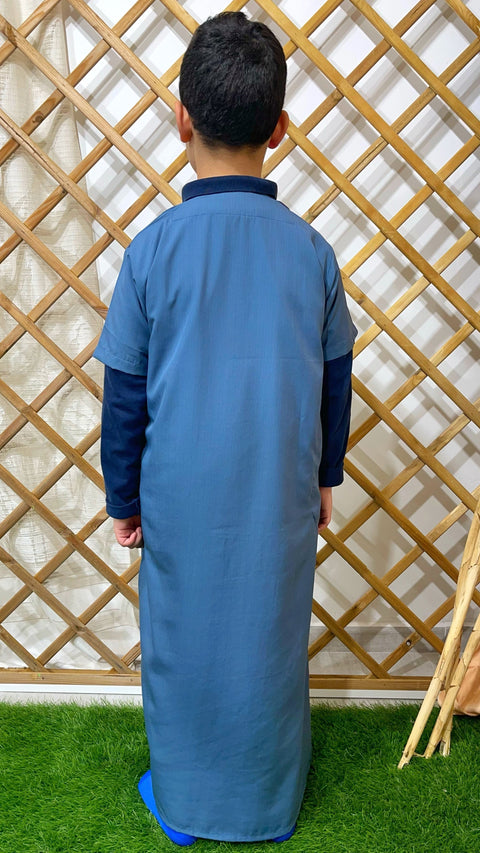 Baby Qamis manica corta beige, bimbi, abito da preghiera per bambini
